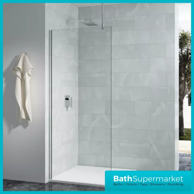 Merlyn Chrome 8mm Wetroom Clear Glass Screen Shower Panel & Accessories Pack