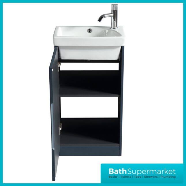 Tailored Fluted Midnight Shadow Cloakroom Floor Standing Vanity Basin Unit 460mm