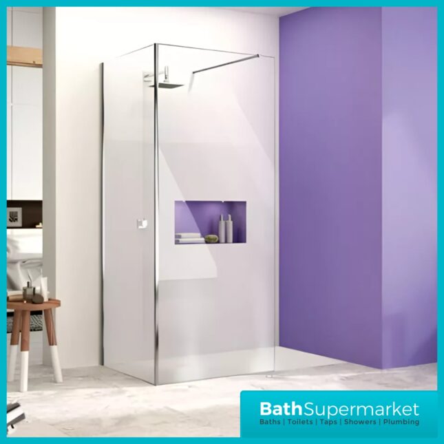 Merlyn Chrome 8mm Wetroom Clear Glass Screen Shower Panel & Accessories Pack