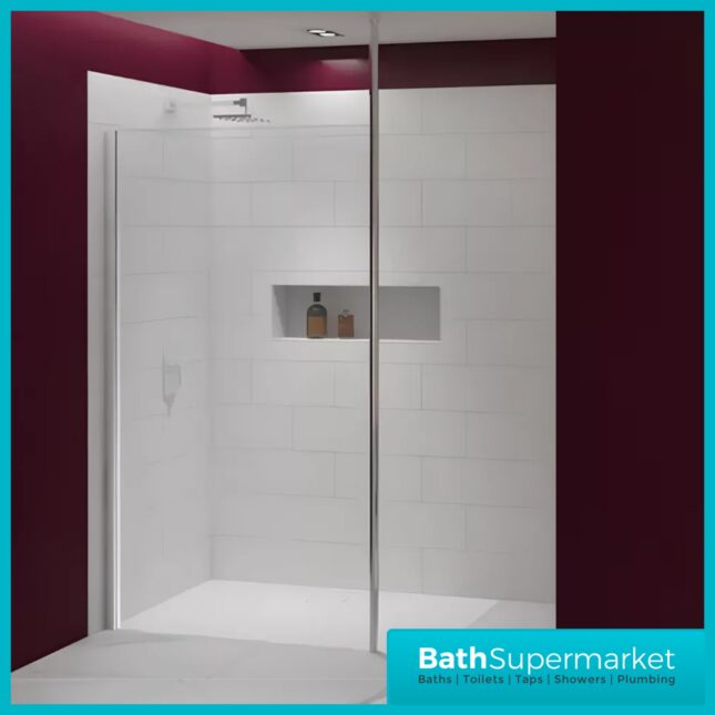 Merlyn Chrome 8mm Wetroom Clear Glass Screen Shower Panel & Accessories Pack