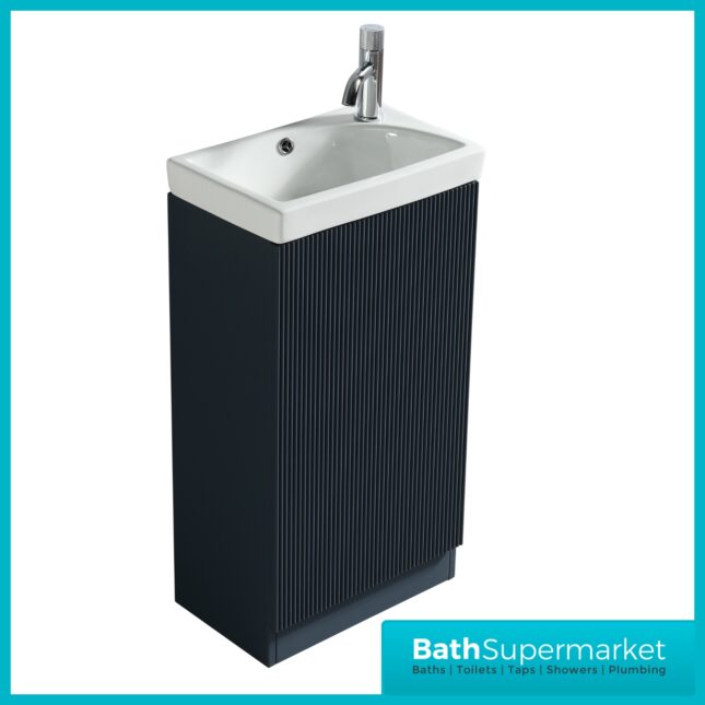 Tailored Fluted Midnight Shadow Cloakroom Floor Standing Vanity Basin Unit 460mm