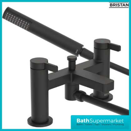 Bristan Elevar Matt Black Bath Shower Mixer Tap Kit & Wall Bracket