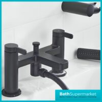 Bristan Elevar Matt Black Bath Shower Mixer Tap Kit & Wall Bracket