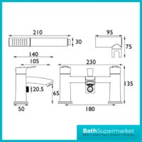 Bristan Appeal Brushed Brass Bath Shower Mixer Tap Kit & Wall Bracket