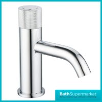 Tailored AquaRound PressFlow Chrome Push Button Knurled Basin Mixer Tap
