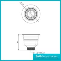 Ellsi Chrome Kitchen Sink Basket Strainer Waste Top-Fix 90mm With Overflow
