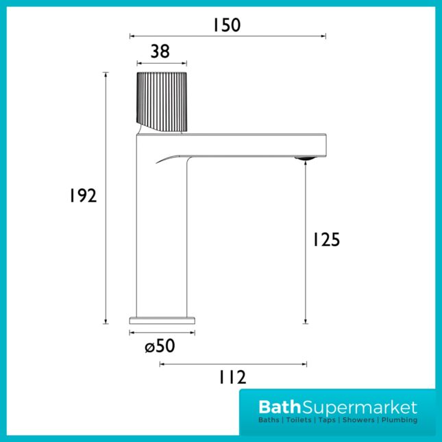 Bristan Liso Matt Black Mono Basin Mixer Tap With Clicker Waste