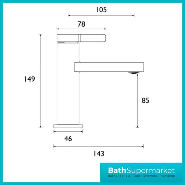 Bristan Elevar Matt Black Mono Basin Mixer Tap With Clicker Waste