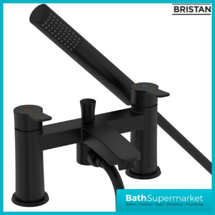 Bristan Appeal Matt Black Bath Shower Mixer Tap Kit & Wall Bracket