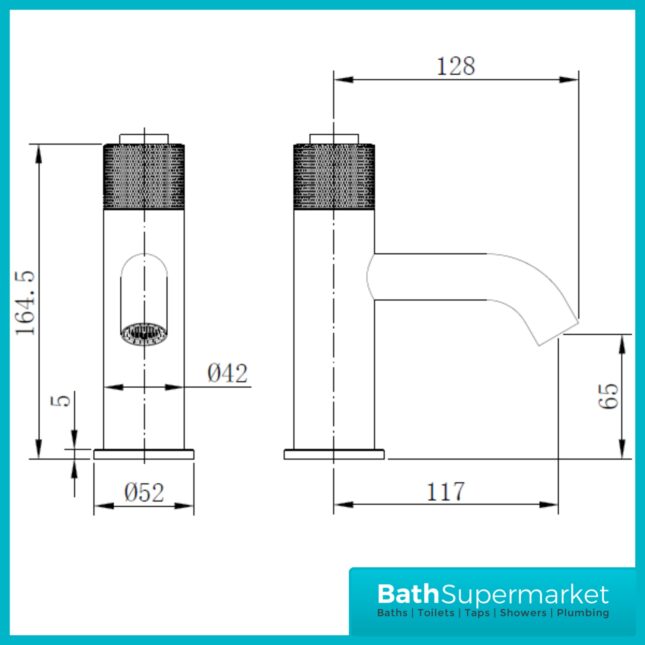 Tailored AquaRound PressFlow Brushed Brass Push Button Basin Mixer Tap