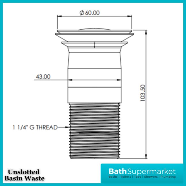 Ellsi Brushed Brass Round Unslotted Click Clack Basin Waste Top-Fix