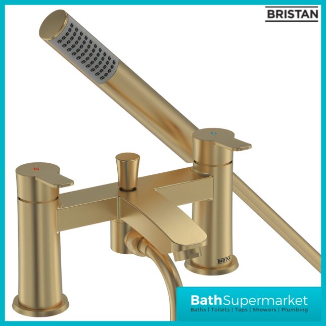 Bristan Appeal Brushed Brass Bath Shower Mixer Tap Kit & Wall Bracket