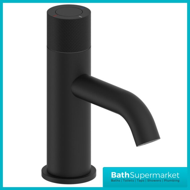 Tailored AquaRound PressFlow Matte Black Push Button Basin Mixer Tap