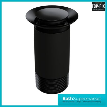 Ellsi Matt Black Round Unslotted Click Clack Basin Waste Top-Fix