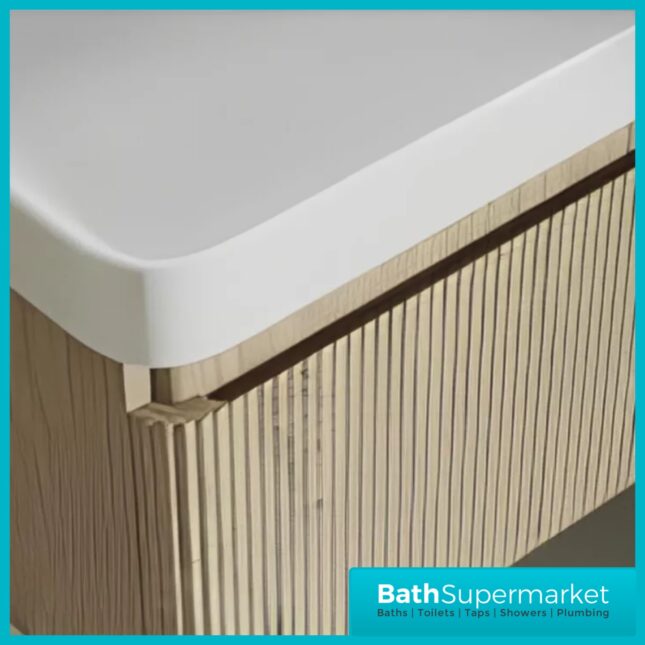 AquaVolere Kasai Textura Oak Fluted Wall Hung 1 Drawer Basin Unit 805mm