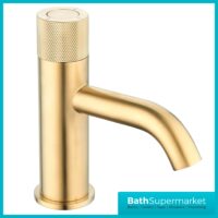 Tailored AquaRound PressFlow Brushed Brass Push Button Basin Mixer Tap