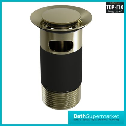 Ellsi Brushed Brass Round Slotted Click Clack Basin Waste Top-Fix