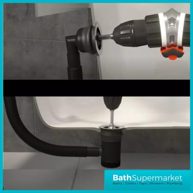 Ellsi Brushed Brass Round Click-Clack Bath Waste Top-Fix With Overflow Waste