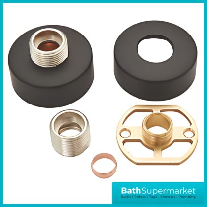 Highlife Bathrooms Round Matt Black Shower Fixing Brackets Kit