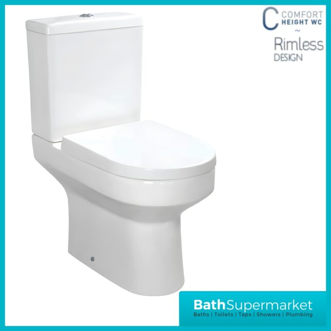 Sognare Spa Comfort Height Pan Rimless WC Toilet With Soft Close Seat