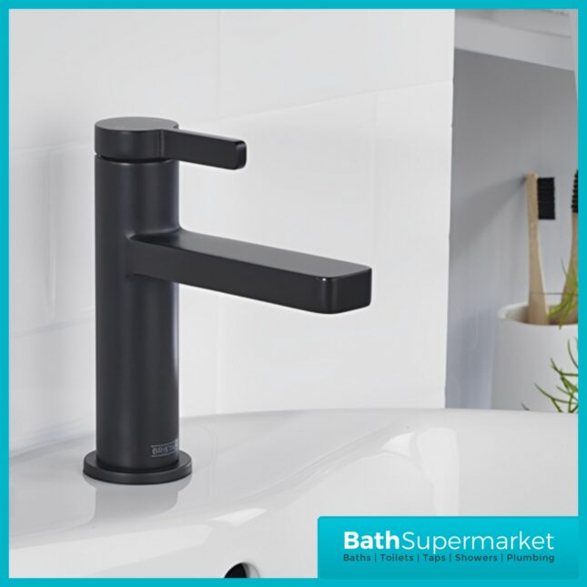 Bristan Elevar Matt Black Mono Basin Mixer Tap With Clicker Waste