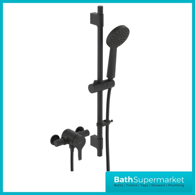 Bristan Onza Matt Black Thermostatic Exposed Valve Mixer Shower Kit