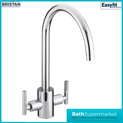 Bristan Artisan Luminance Chrome Easyfit Swivel Spout Twin Lever Kitchen Mixer Tap