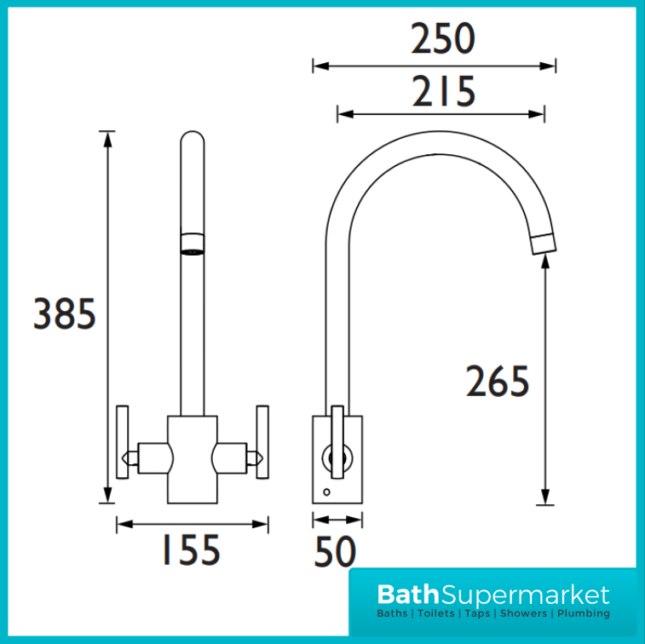 Bristan Artisan Brushed Nickel Easyfit Swivel Spout Twin Lever Kitchen Mixer Tap