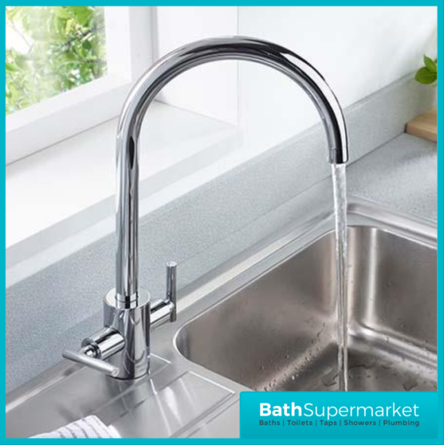 Bristan Artisan Pure Chrome Twin Lever Kitchen Sink Mixer Tap With Water Filter