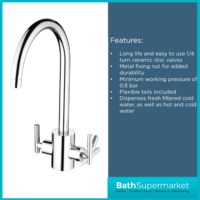 Bristan Artisan Chrome Swivel Spout Twin Lever Kitchen Sink Mixer Tap With Water Filter