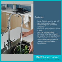 Bristan Artisan Professional Luminance Chrome Pull Down Nozzle Kitchen Sink Mixer Tap
