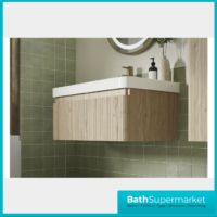 AquaVolere Kasai Textura Oak Fluted Wall Hung 1 Drawer Basin Unit 805mm