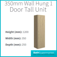 AquaVolere Kasai Textura Oak Fluted Wall Hung 1 Door Tall Storage Unit 350mm