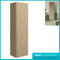 AquaVolere Kasai Textura Oak Fluted Wall Hung 1 Door Tall Storage Unit 350mm