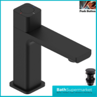 Tailored AquaSquare PressFlow Matte Black Push Button Basin Mixer Tap