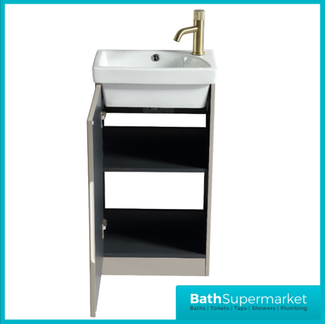 Tailored Fluted Soft Coffee Compact Cloakroom Floor Standing Vanity Basin Unit 460mm