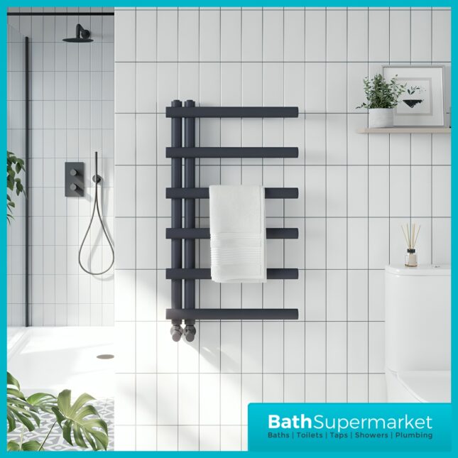 Sognare Carlo Anthracite Heated Ladder Towel Radiator 500mm Wide Various Height