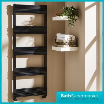 Kartell Sherbrooke Matt Black Designer Heated Towel Rail Radiator 500mm Width