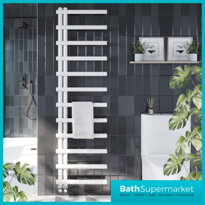 Sognare Carlo White Heated Ladder Towel Radiator 500mm Wide Various Heights