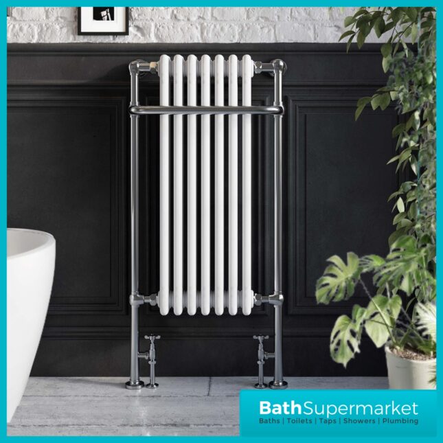 Sognare Ilkley 7 Column Chrome Heated White Column Radiator 1130mm x 554mm