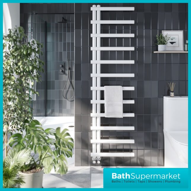Sognare Carlo White Heated Ladder Towel Radiator 500mm Wide Various Heights