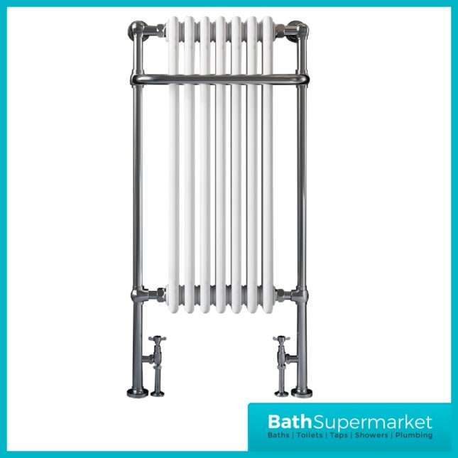 Sognare Ilkley 7 Column Chrome Heated White Column Radiator 1130mm x 554mm