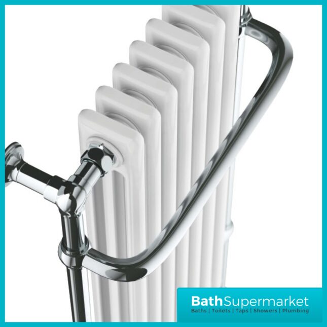 Sognare Ilkley 7 White Column Chrome Heated Towel Radiator 1130mm x 554mm - Image 3