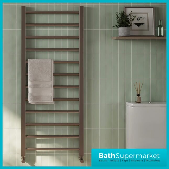 Sognare Vibe Brushed Bronze Designer Towel Rail Radiator 500mm Wide