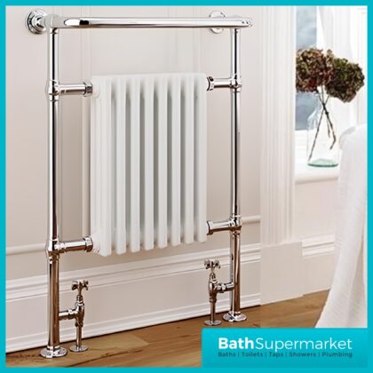 Kartell Crown Chrome Heated Designer White Column Radiator 945mm Height