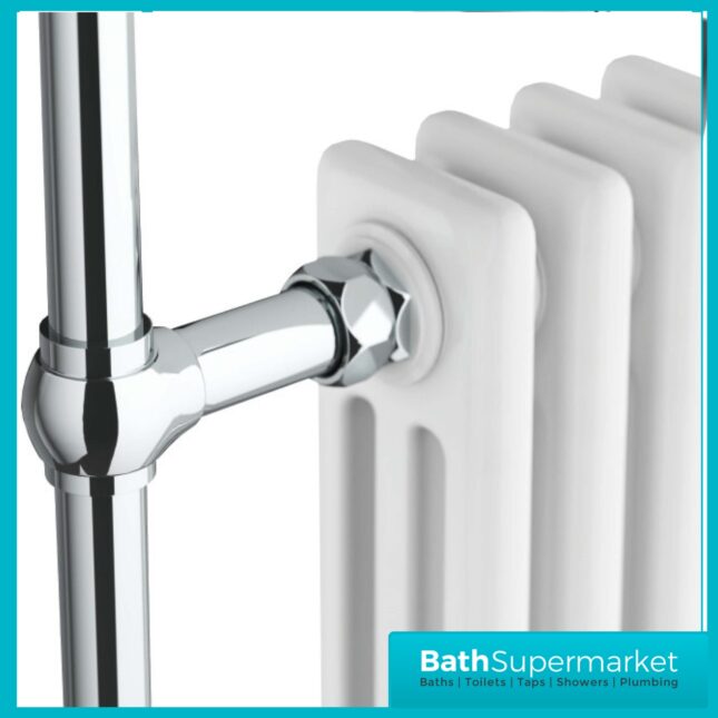 Sognare Harrogate 4 White Column Chrome Heated Towel Radiator 1130mm x 554mm