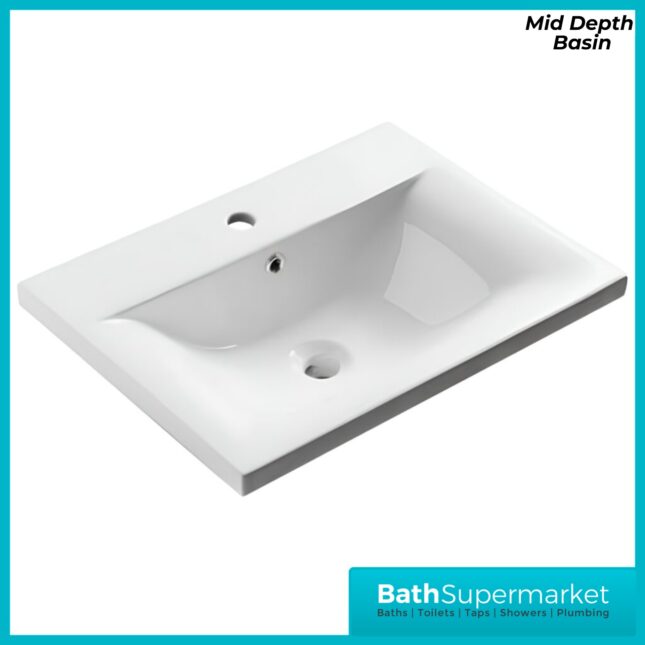 Purity White Gloss Floor Standing 2 Door Unit & Mid Depth Ceramic Basin 600mm Wide