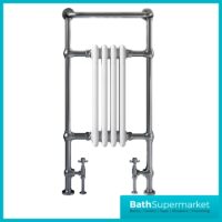 Sognare Harrogate 4 White Column Chrome Heated Towel Radiator 1130mm x 554mm
