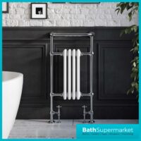 Sognare Harrogate 4 White Column Chrome Heated Towel Radiator 1130mm x 554mm