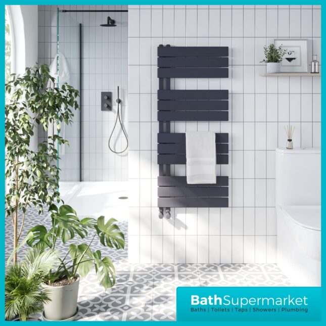 Sognare Thames Matt Anthracite Straight Ladder Towel Radiator 500mm Wide